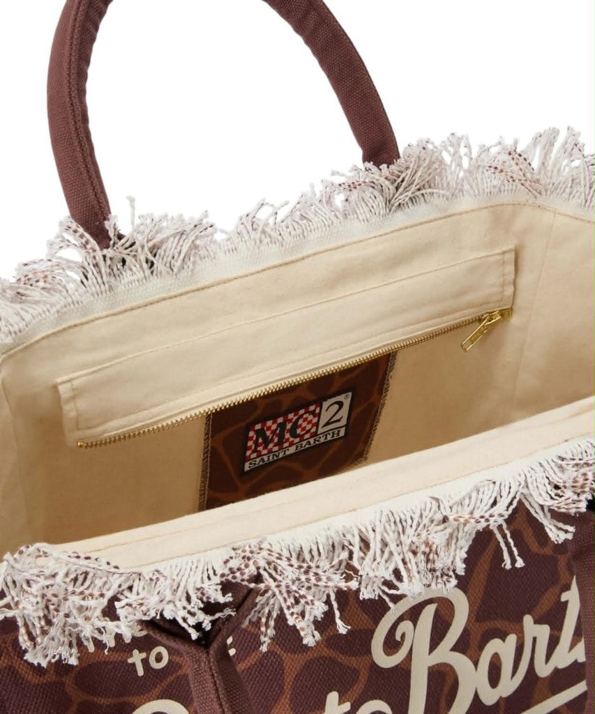 Borsa Mare Saint Barth Vanity Giraffe Skin Giraffata Marrone VANI001 00900L