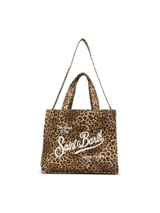 Borsa Saint Barth Essential Bag In Canvas Leopardato EBAGN007 00653L