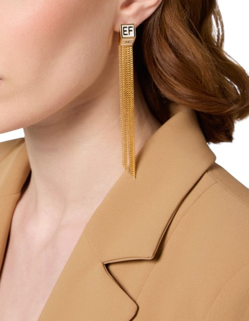 Orecchini Elisabetta Franchi OR24M46E2 pendenti con placca logo smaltata