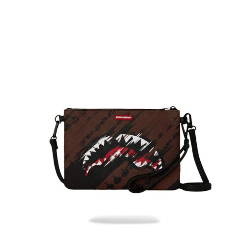 POCHETTE SPRAYGROUND 8969 SMEARED GRUNGE BROWN BLACK CROSSBODY CLUTCH