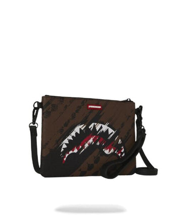 POCHETTE SPRAYGROUND 8969 SMEARED GRUNGE BROWN BLACK CROSSBODY CLUTCH