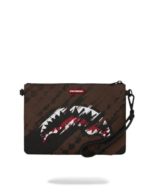 POCHETTE SPRAYGROUND 8969 SMEARED GRUNGE BROWN BLACK CROSSBODY CLUTCH