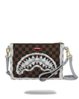 POCHETTE SPRAYGROUND 8295 CREAM AND BROWN TEAR CHECK CROSSOVER CLUTCH