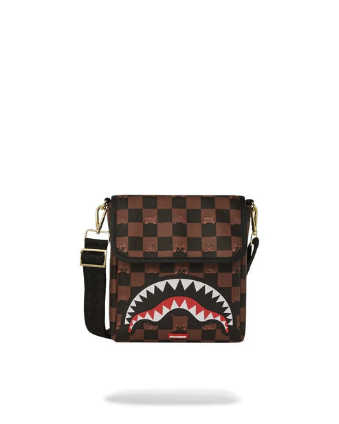 Tracolla Sprayground marrone peeking character check messanger sling 910B7505NSZ
