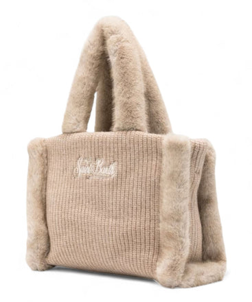 Borsa Saint Barth COL0034 002951 a mano Colette Shearling Rib in misto lana a coste e shearling
