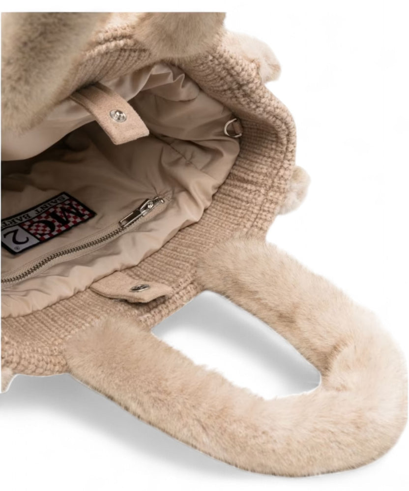 Borsa Saint Barth COL0034 002951 a mano Colette Shearling Rib in misto lana a coste e shearling