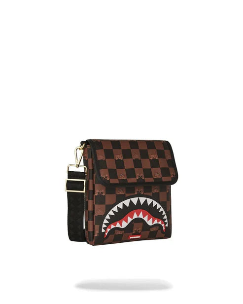 Tracolla Sprayground marrone peeking character check messanger sling 910B7505NSZ