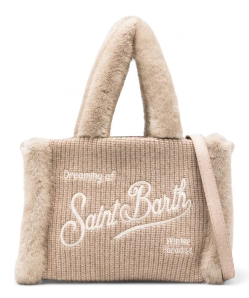 Borsa Saint Barth COL0034 002951 a mano Colette Shearling Rib in misto lana a coste e shearling
