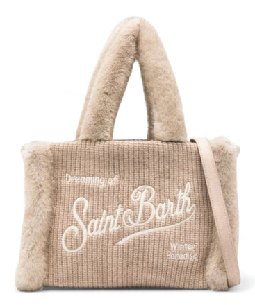 Borsa Saint Barth COL0034 002951 a mano Colette Shearling Rib in misto lana a coste e shearling