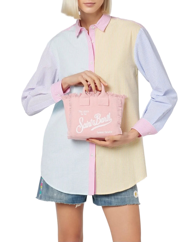 Borsa Saint Barth Vanity Mini In Canvas Rosa VAMI001 00135L