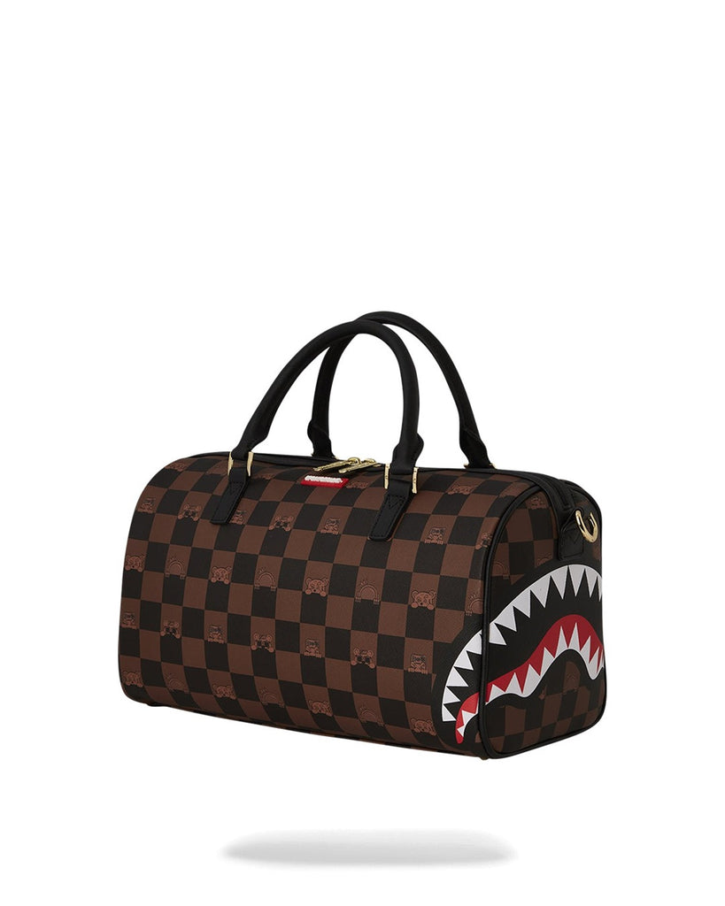 Borsa Sprayground bauletto Caracter Check Moini Duffle Marrone