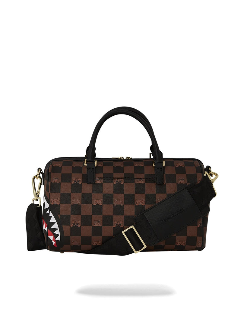 Borsa Sprayground bauletto Caracter Check Moini Duffle Marrone