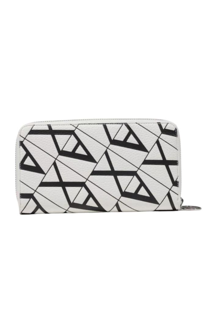 Portafoglio Armani Exchange XW000359 Zip Around logato bianco nero