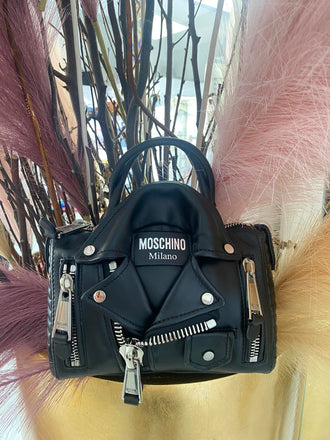 Borsa Moschino Couture art 7437 biker mini nera e argento