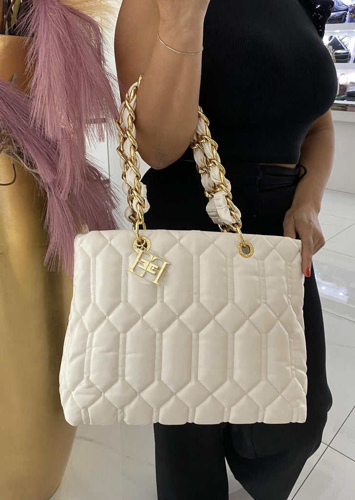 Borsa Elisabetta Franchi art BS36A37E2 shopper puffy con placca metallo