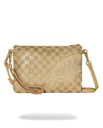 POCHETTE SPRAYGROUND 9481       2 TONE GOLD TRINITY STRASS CROSSOVER CLUTCH