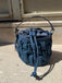 Borsa Tosca blu TS2622B22 mini secchiello in denim arricciato