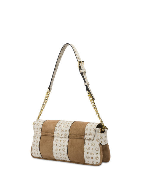 Borsa Pollini SC4639 A Spalla Interplay In Fabric Suede Ed Heritage Pvc Taupe/avorio