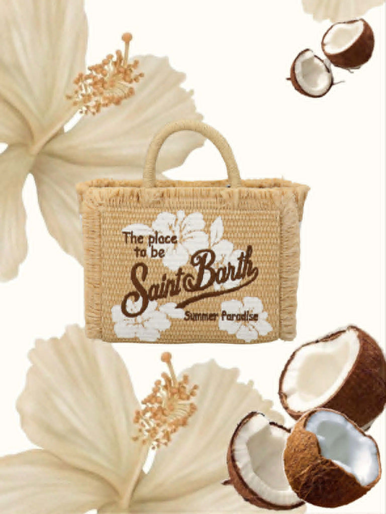 Borsa Vanity Mini Straw Hibiscus 1110 EMB VAMI009 03047L