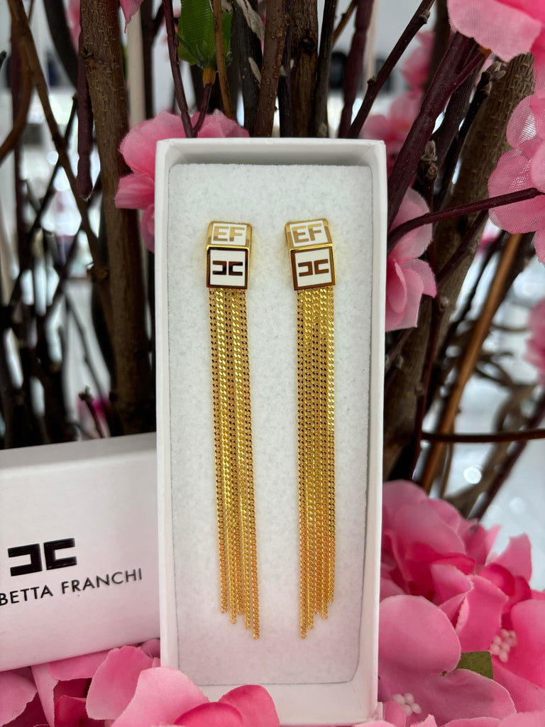 Orecchini Elisabetta Franchi OR24M46E2 pendenti con placca logo smaltata