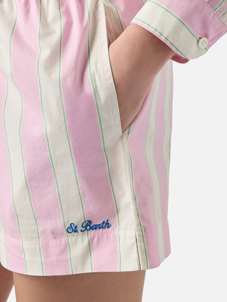 Shorts Saint Barth Meave In Cotone A Righe Con Ricamo Sport Club