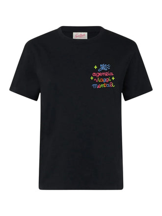 T-shirt Emilie in cotone con ricamo Agenzia viaggi mentali