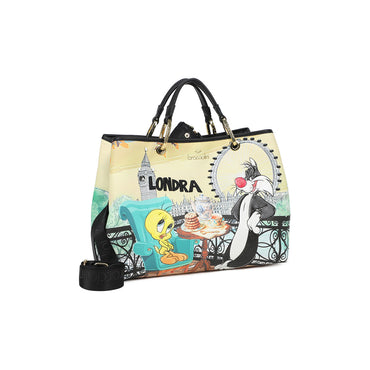 Borsa Braccialini Cartoline LT252 Gatto Silvestro e Titti a Londra