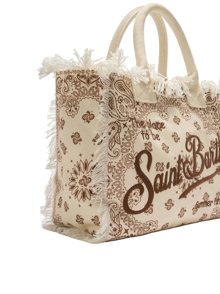 Borsa Mare Saint Barth Vanity In Canvas Con Bandana Beige VANI001 02565L