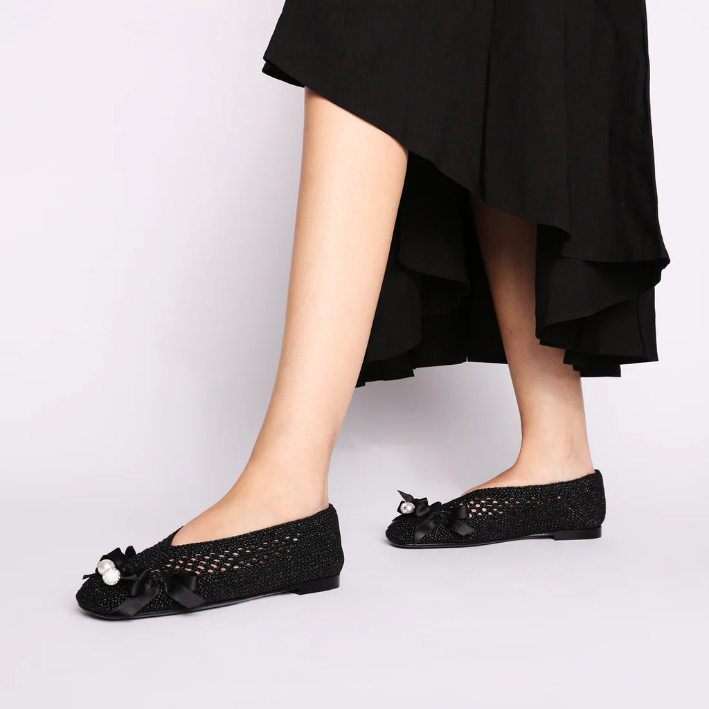 Scarpe Tosca Blu SS2613S134 Ballerina Chantilly con fiocchi colore nero