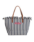 Borsa Saint Barth city bag HB stripes blu/bianco Big Fringe CBF0001 01768L