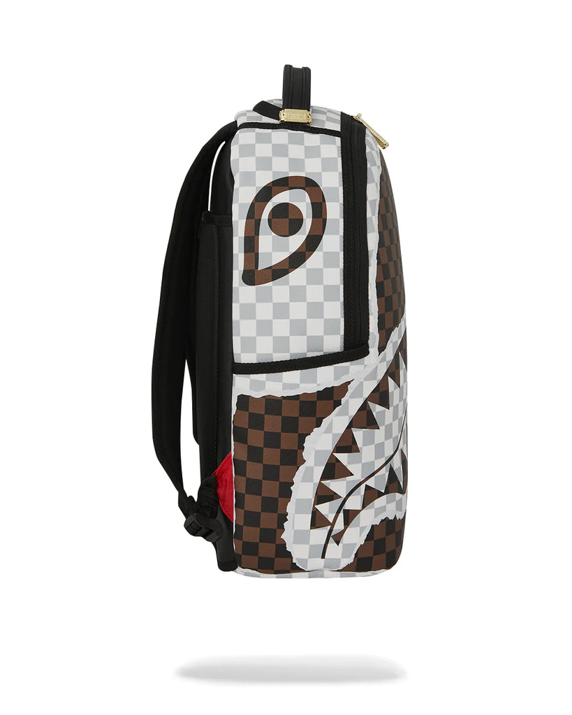 ZAINO SPRAYGROUND 8290 CREAM AND BROWN TEAR CHECK BACKPACK