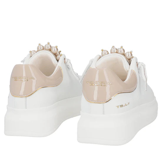Sneaker Tosca Blu SF2501S007 slip-on Chic con perle colore bianco-beige