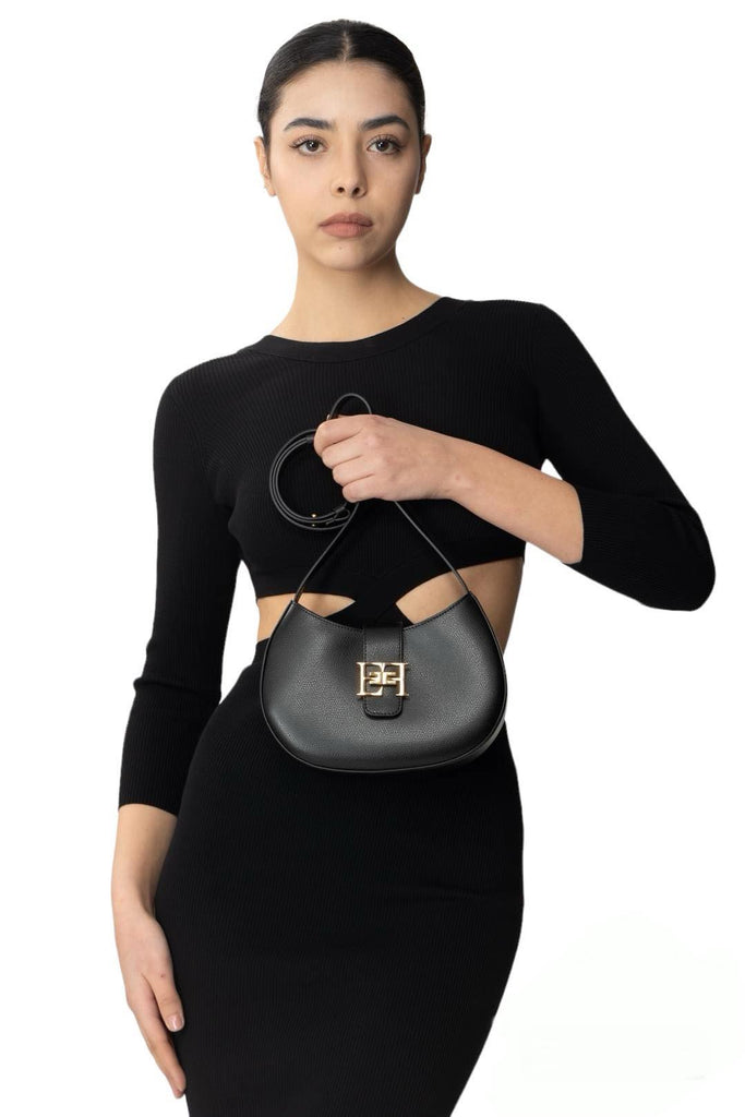 Borsa Elisabetta Franchi BS41F41E2 Hobo media con logo in metallo