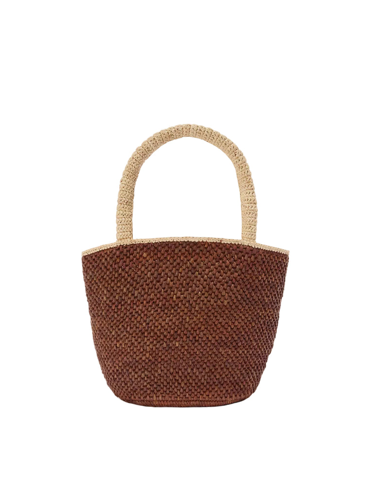 Borsa Saint Barth Marcy in raffia marrone con nappetta e logo ricamato  MARR001 00220L