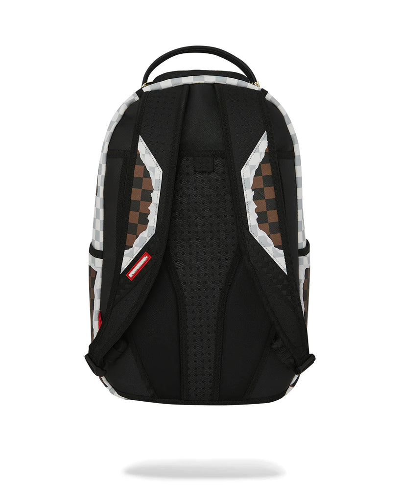 ZAINO SPRAYGROUND 8290 CREAM AND BROWN TEAR CHECK BACKPACK