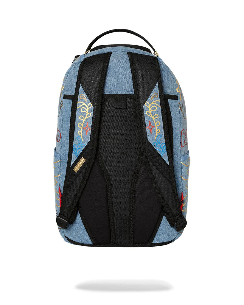 ZAINO SPRAYGROUND ART6976 METALLIC PRINTED DENIM SHARK DLXSV BACKPACK
