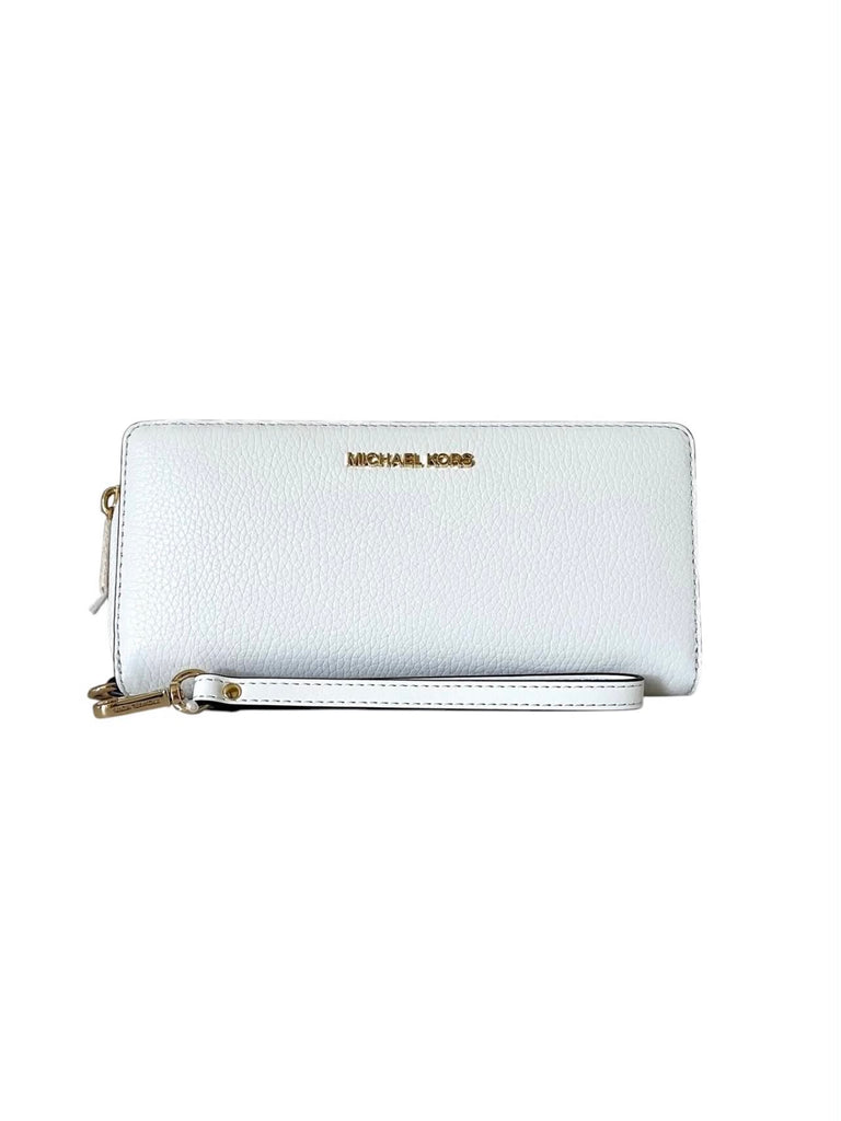 Portafogli Michael Kors Jet Set Travel Continental Leather Optic White 34F9GM9E9L