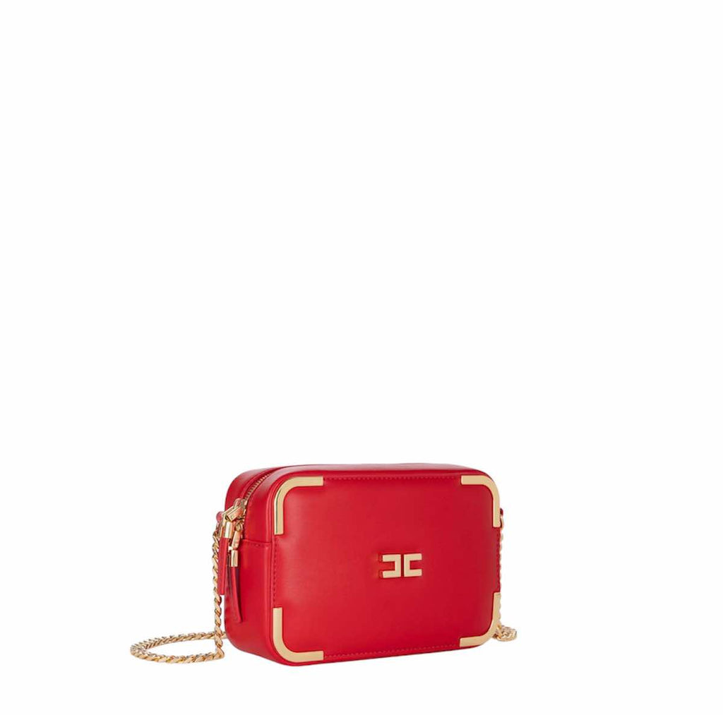 Borsa Elisabetta franchi BS72A47E2 a tracolla in materiale effetto pelle con angoli in metallo