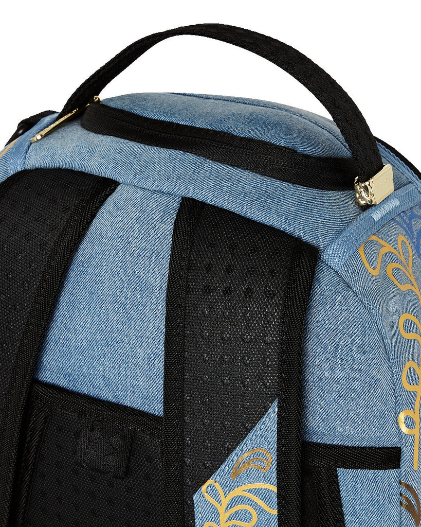 ZAINO SPRAYGROUND ART6976 METALLIC PRINTED DENIM SHARK DLXSV BACKPACK