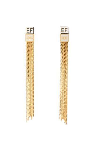 Orecchini Elisabetta Franchi OR24M46E2 pendenti con placca logo smaltata