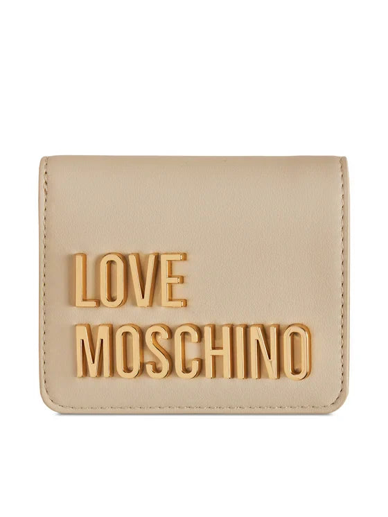 Portafoglio Love Moschino JC5612 GRS Pu small logo lettering dorato