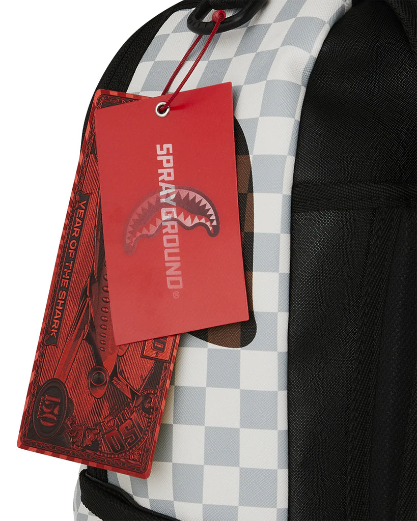 ZAINO SPRAYGROUND 8290 CREAM AND BROWN TEAR CHECK BACKPACK