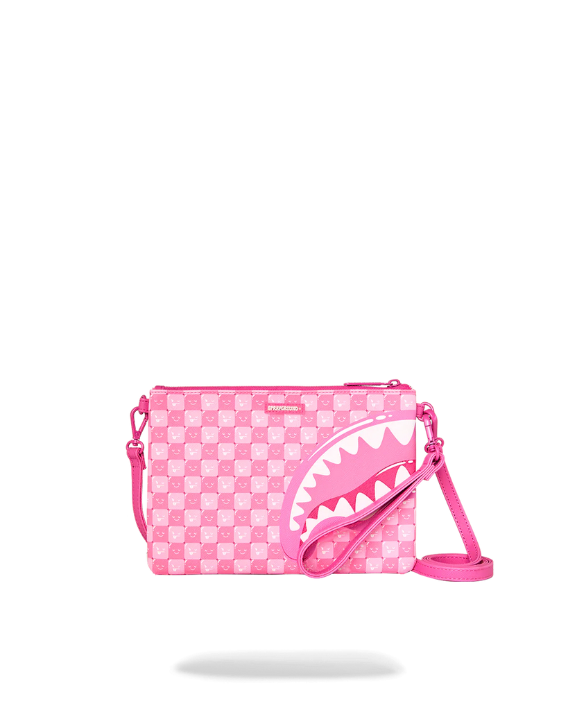 POCHETTE SPRAYGROUND 9321 PINK NEW CHECK FACES CROSSOVER CLUTCH