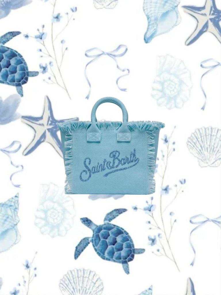 Borsa Saint Barth Vanity MIni Azzurra Con Strass VAMI001 00404L