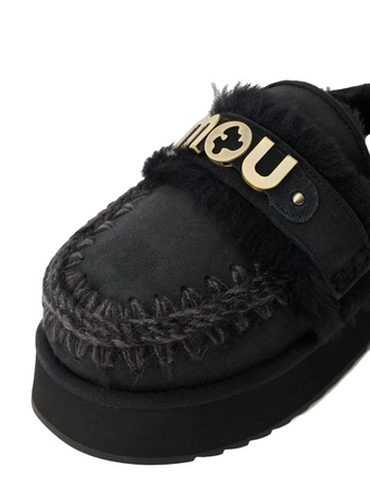 Scarpe MOU Platform clog with strap logo BKBK MU.FW681006A Black