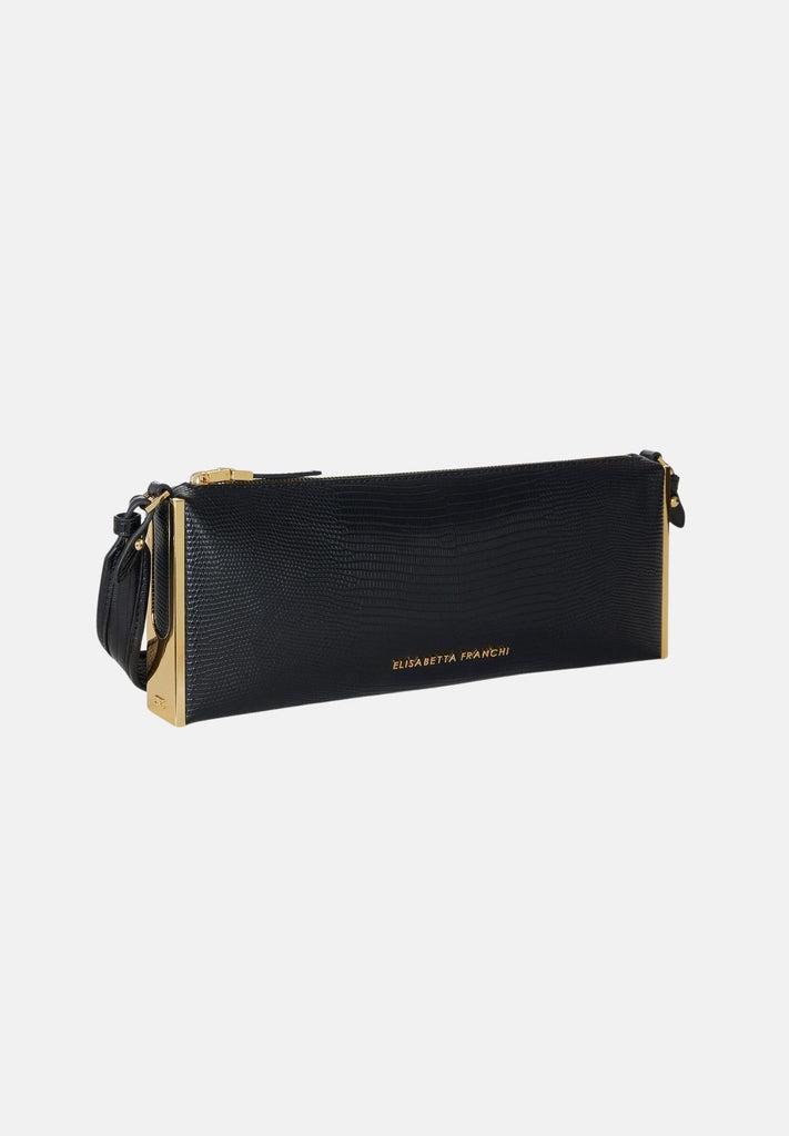 Borsa Elisabetta Franchi BS15A66E2 a spalla nera con stampa effetto lucertola