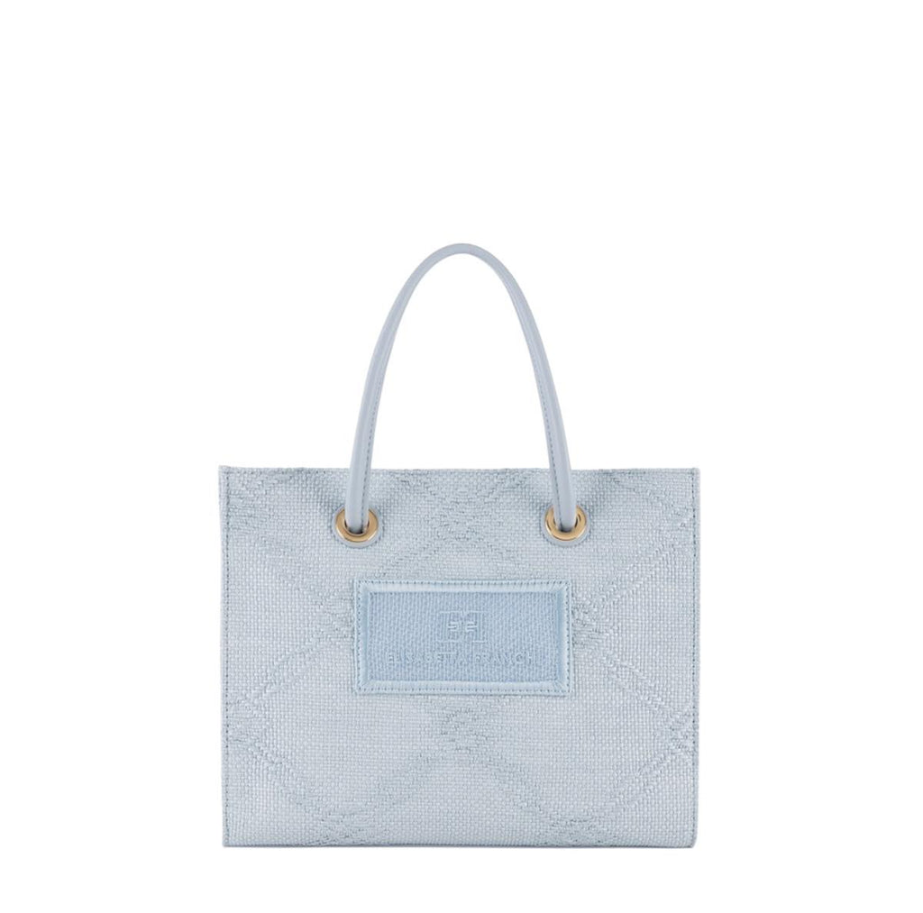 Borsa Elisabetta Franchi BS83A52E2 Tote piccola in rafia jacquard sky blue