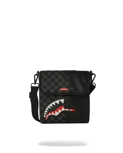 Tracolla Sprayground nero unfinished shark messanger sling 910B7483NSZ