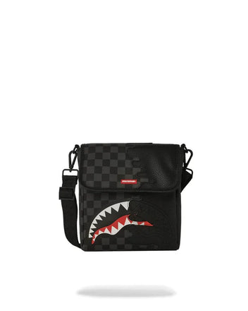 Tracolla Sprayground nero unfinished shark messanger sling 910B7483NSZ
