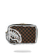 POCHETTE SPRAYGROUND 8294 CREAM AND BROWN TEAR CHECK TOILETRY BAG